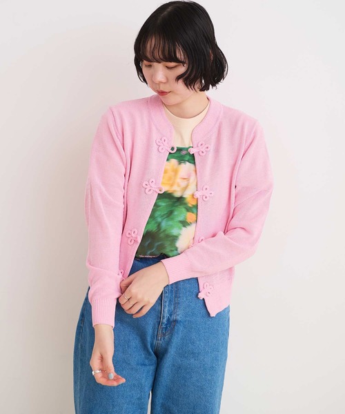 I am I in fact...(アイアムアイインファクト)の「COTTON NYLON 華釦 カーディガン(カーディガン/ボレロ・レディース・ベージュ/ピンク・FREE)」の9枚目の写真