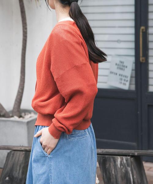 FORK&SPOON(フォークアンドスプーン)の「FORK&SPOON ペーパーニットカーディガン(カーディガン/ボレロ・レディース・オフホワイト/オレンジ系その他/ブラック・1)」の16枚目の写真