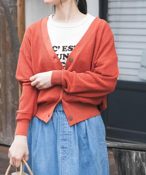 FORK&SPOON(フォークアンドスプーン)の「FORK&SPOON ペーパーニットカーディガン(カーディガン/ボレロ・レディース・オフホワイト/オレンジ系その他/ブラック・1)」の19枚目の写真