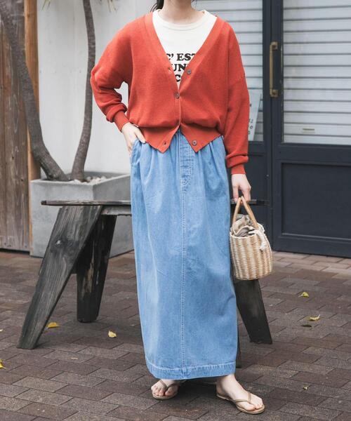 FORK&SPOON(フォークアンドスプーン)の「FORK&SPOON ペーパーニットカーディガン(カーディガン/ボレロ・レディース・オフホワイト/オレンジ系その他/ブラック・1)」の20枚目の写真