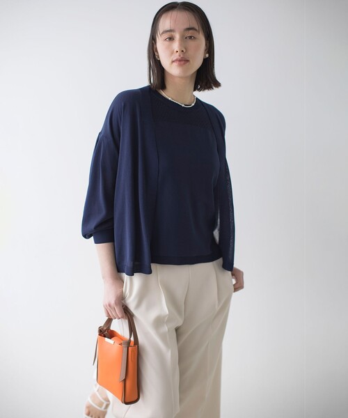 組曲 S（クミキョク チイサイサイズ）の「シアーニットドルマンカーディガン（カーディガン/ボレロ・レディース・アイボリー系/ネイビー系/ベージュ系・S2）」の16枚目の写真