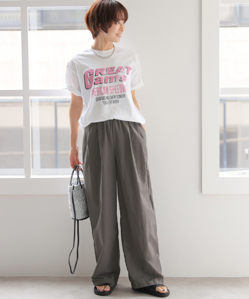 JOURNAL STANDARD relume(ジャーナルスタンダード レリューム)の「【MULTI FUNC+】撥水 / UVカット / 接触冷感 / ナイロンギャザーパンツ(その他パンツ・レディース・チャコールグレー/ネイビー/アイボリー・36/38)」の4枚目の写真