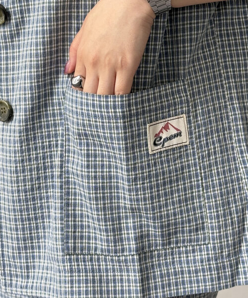 CPCM（シーピーシーエム）の「シアサッカーチェック半袖テーラードジャケット（テーラードジャケット・レディース・ブルー/ブラウン/レッド・FREE）」の18枚目の写真