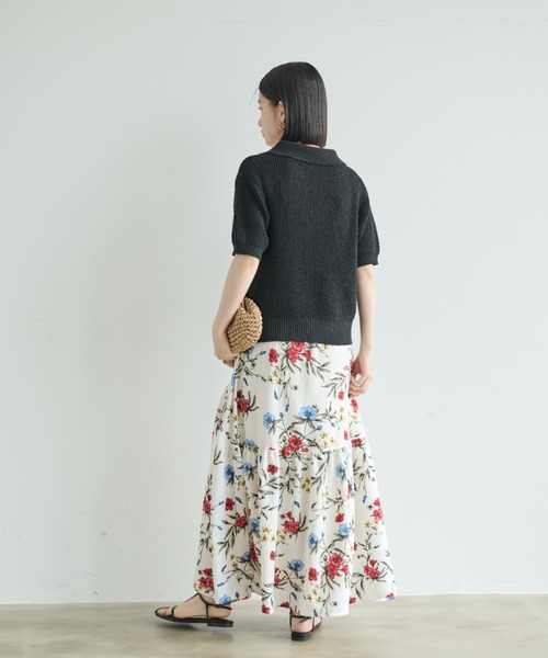Shelly island（シェリーアイランド）の「フラワープリントティアードスカート（スカート・レディース・ホワイト/ブラック・FREE）」の17枚目の写真