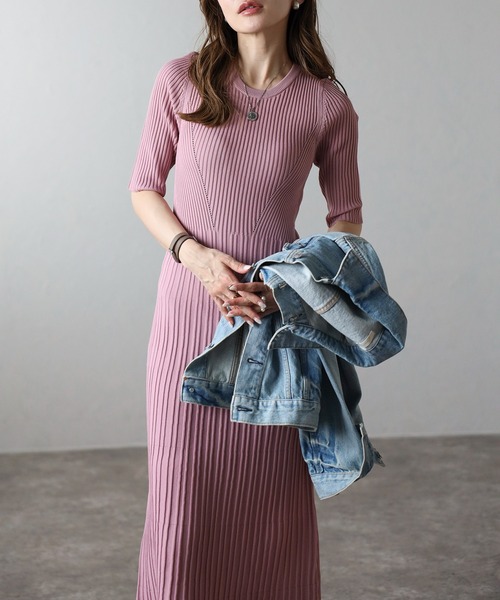 切替リブロングワンピース（ワンピース）｜Bonjour Sagan