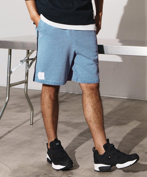 seventy seven(セブンティセブン)の「mp13504-denim jersey short pants ニットデニムショートパンツ(その他パンツ・メンズ・ライトインディゴブルー/インディゴブルー・S/M/L/XL)」の4枚目の写真