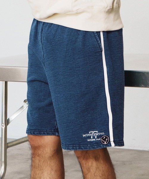 seventy seven(セブンティセブン)の「mp13504-denim jersey short pants ニットデニムショートパンツ(その他パンツ・メンズ・ライトインディゴブルー/インディゴブルー・S/M/L/XL)」の12枚目の写真
