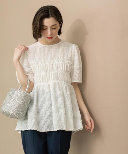 OPAQUE.CLIP（オペークドットクリップ）の「シャーリングペプラムブラウス【洗濯機洗い可】（シャツ/ブラウス・レディース・ホワイト/ブラック/ブルー・38/40/42）」の9枚目の写真