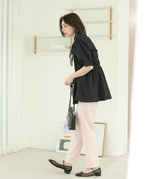 セール】シャーリングペプラムブラウス【洗濯機洗い可】（シャツ