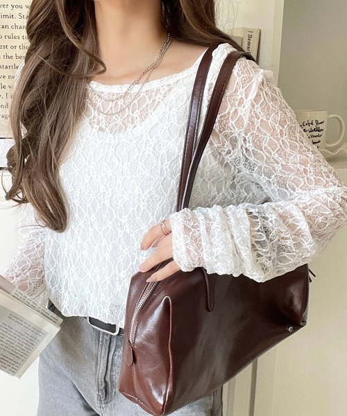 classicalelf(クラシカルエルフ)の「大人の上品映えレースアイテム。袖ギャザーレーストップス(長袖)(Tシャツ/カットソー・レディース・オフホワイト/チャコール/ブラック・SMALL/X-LARGE/LARGE/MEDIUM)」の17枚目の写真