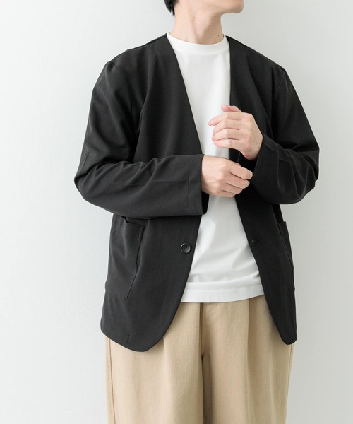 ITEMS URBANRESEARCH(アイテムズ アーバンリサーチ)の「梨地ジャガードノーラペルジャケット(その他アウター・メンズ・ブラック/グレー・MEDIUM/LARGE)」の4枚目の写真