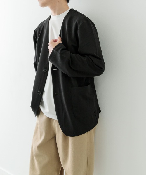 ITEMS URBANRESEARCH(アイテムズ アーバンリサーチ)の「梨地ジャガードノーラペルジャケット(その他アウター・メンズ・ブラック/グレー・MEDIUM/LARGE)」の6枚目の写真