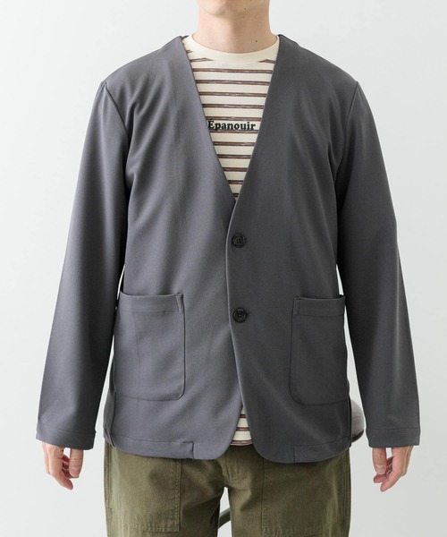 梨地真黒 ◼︎and Me◼︎梨地ポンチ◼︎ノーカラージャケット◼︎ブラック