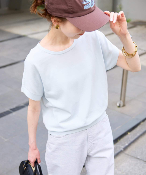 ニット セーター 「接触冷感/UV機能」FROSTYCOTTON フレンチスリーブプルオーバー レディース SLOBE IENA ニット セーター 「接触冷感/UV機能」FROSTYCOTTON