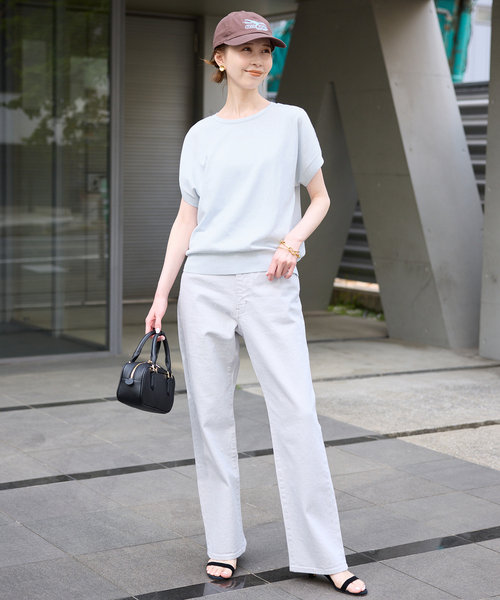 ニット セーター 「接触冷感/UV機能」FROSTYCOTTON フレンチスリーブプルオーバー レディース SLOBE IENA ニット セーター 「接触冷感/UV機能」FROSTYCOTTON