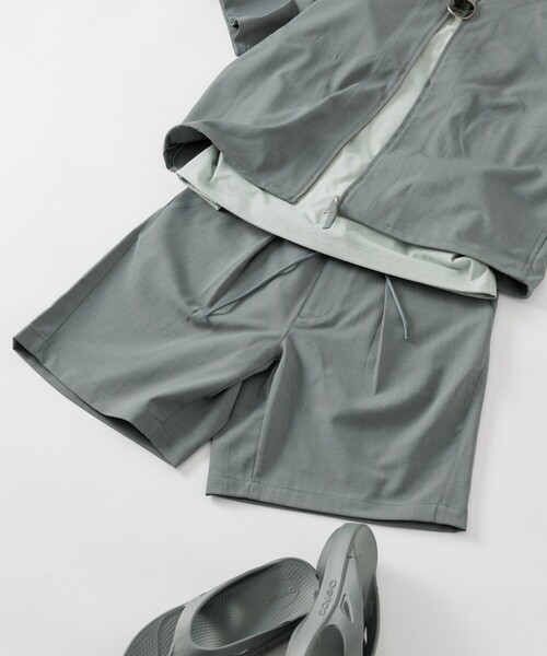 FREAK'S STORE(フリークスストア)の「FREAK’S STORE/フリークスストア 速乾素材 リラックスフィット イージー ショートパンツ リネン風 ホームケア/LINEN LIKE EASY SHORTS(その他パンツ・メンズ・チャコールグレー/ブラック/オフホワイト/グリーン・SMALL/MEDIUM/LARGE)」の4枚目の写真