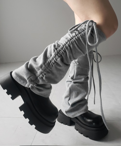 me+em select（ミームセレクト）の「【 ３color 】ストラップリボンサイドシャーリングレッグカバー ／ strap ribbon side shirring leg cover（レッグウォーマー・レディース・ブラック/グレー/ホワイト・FREE）」の22枚目の写真