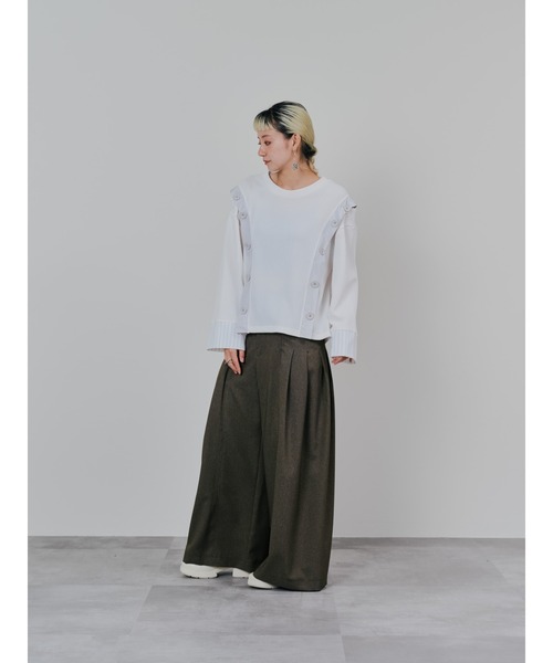 DOLLUPOOPS(ドールアップウップス)の「ショルダーオープンワッフルニットライクトップス(Tシャツ/カットソー・レディース・チャコール/ブルー/オフホワイト・38)」の20枚目の写真