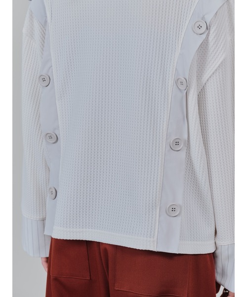 DOLLUPOOPS（ドールアップウップス）の「ショルダーオープンワッフルニットライクトップス（Tシャツ/カットソー・レディース・チャコール/ブルー/オフホワイト・38）」の18枚目の写真