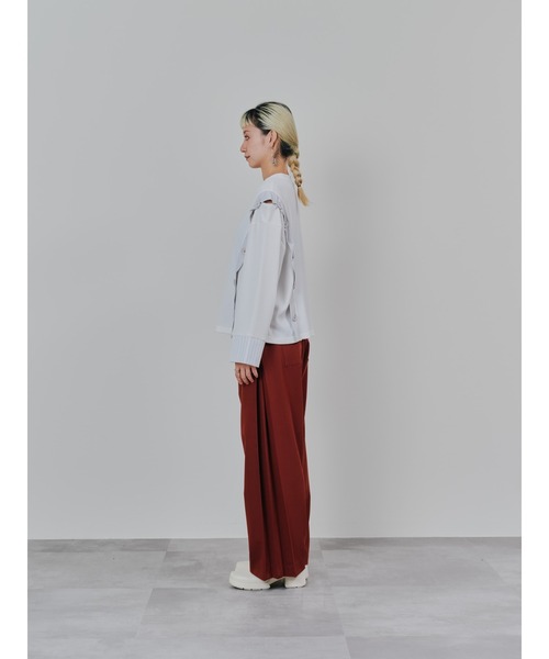 DOLLUPOOPS（ドールアップウップス）の「ショルダーオープンワッフルニットライクトップス（Tシャツ/カットソー・レディース・チャコール/ブルー/オフホワイト・38）」の12枚目の写真