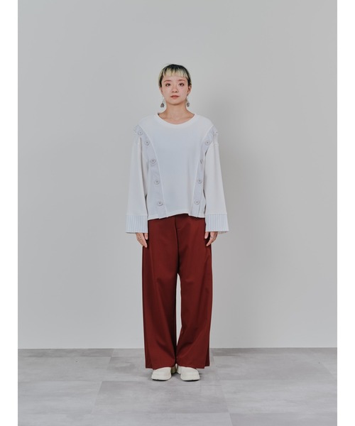 DOLLUPOOPS（ドールアップウップス）の「ショルダーオープンワッフルニットライクトップス（Tシャツ/カットソー・レディース・チャコール/ブルー/オフホワイト・38）」の10枚目の写真