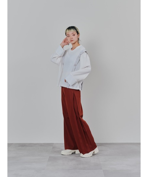 DOLLUPOOPS(ドールアップウップス)の「ショルダーオープンワッフルニットライクトップス(Tシャツ/カットソー・レディース・チャコール/ブルー/オフホワイト・38)」の18枚目の写真