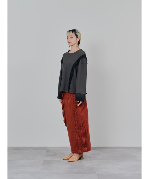 DOLLUPOOPS（ドールアップウップス）の「ショルダーオープンワッフルニットライクトップス（Tシャツ/カットソー・レディース・チャコール/ブルー/オフホワイト・38）」の15枚目の写真