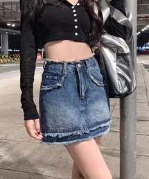Aライン デニムミニスカート
