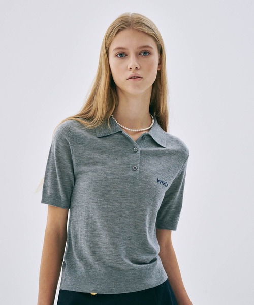 ポロシャツ ポロ KNIT SLIMFIT SHIRT PIQUET レディース KNIT SLIMFIT SHIRT PIQUET（ポロシャツ）｜Mardi Mercredi