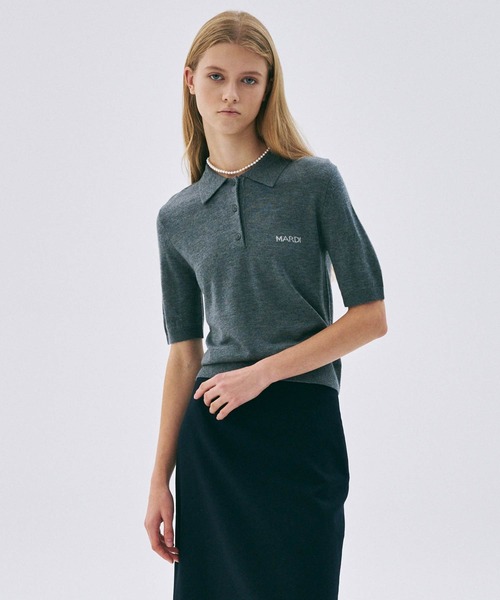 Mardi Mercredi（マルディメクルディ）の「KNIT SLIMFIT SHIRT