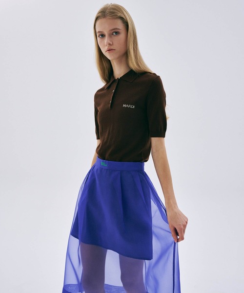 Mardi Mercredi(マルディメクルディ)の「KNIT SLIMFIT SHIRT PIQUET / ニット スリムフィット シャツ ピケ(ポロシャツ・レディース・グレー/ブラウン/ピンク/チャコール/ネイビー/ミント・FREE)」の13枚目の写真