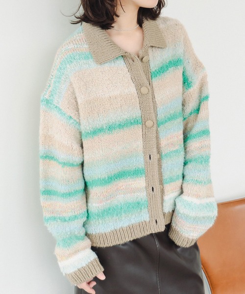 B:MING by BEAMS（ビーミングバイビームス）の「ニット カーディガン (手洗い可)（カーディガン/ボレロ・レディース・ブルー/グリーン/レッド・ONE SIZE）」の2枚目の写真