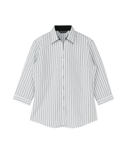TOKYO SHIRTS(トウキョウシャツ)の「形態安定ノーアイロン スキッパー 7分袖ビジネスワイシャツ(ビジネスシャツ・レディース・グレー・S/M/L/LL/XL)」の1枚目の写真