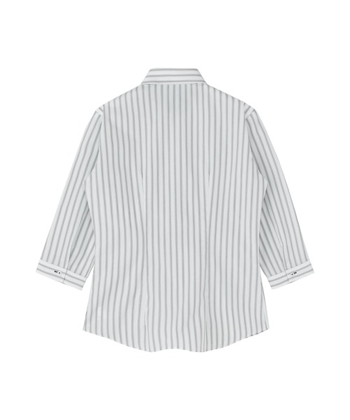 TOKYO SHIRTS(トウキョウシャツ)の「形態安定ノーアイロン スキッパー 7分袖ビジネスワイシャツ(ビジネスシャツ・レディース・グレー・S/M/L/LL/XL)」の4枚目の写真