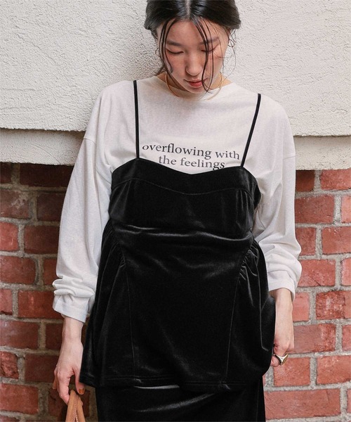 titivate（ティティベイト）の「ベロアペプラムビスチェ（キャミソール・レディース・ライトベージュ/ブラック/ダークブラウン・M/L）」の5枚目の写真