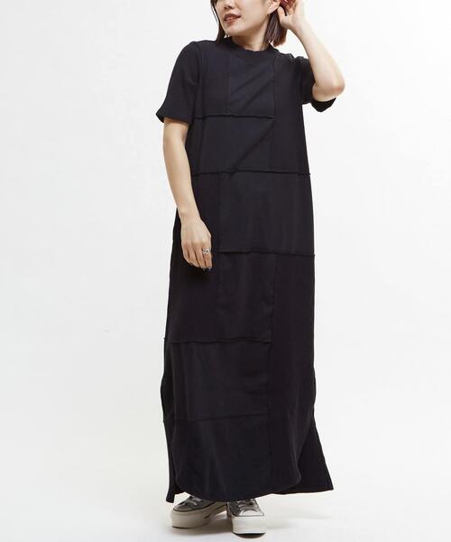 CONVERSE TOKYO(コンバーストウキョウ)の「【HL】PATCHWORK RIB DRESS(ワンピース・レディース・ホワイト/キャメル/ブラック/ブルー・FREE)」の3枚目の写真