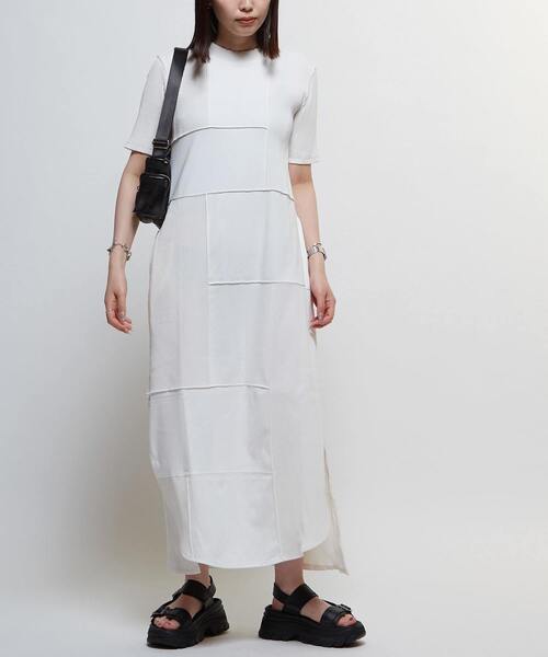 CONVERSE TOKYO(コンバーストウキョウ)の「【HL】PATCHWORK RIB DRESS(ワンピース・レディース・ホワイト/キャメル/ブラック/ブルー・FREE)」の12枚目の写真