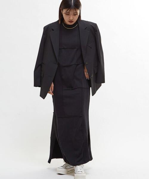 CONVERSE TOKYO(コンバーストウキョウ)の「【HL】PATCHWORK RIB DRESS(ワンピース・レディース・ホワイト/キャメル/ブラック/ブルー・FREE)」の5枚目の写真
