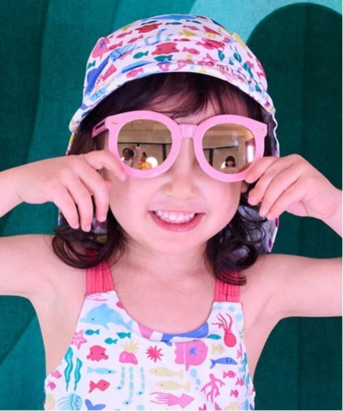 kladskap（クレードスコープ）の「【SWIM】総柄日除けつきスイムキャップ（スイムグッズ・キッズ・ターコイズブルー/エメラルド/オフホワイト・F）」の12枚目の写真