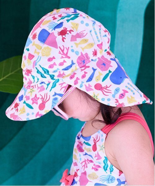 kladskap（クレードスコープ）の「【SWIM】総柄日除けつきスイムキャップ（スイムグッズ・キッズ・ターコイズブルー/エメラルド/オフホワイト・F）」の9枚目の写真