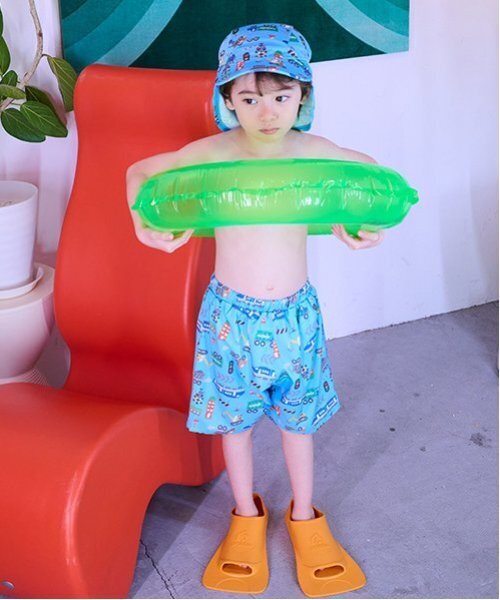 kladskap（クレードスコープ）の「【SWIM】総柄日除けつきスイムキャップ（スイムグッズ・キッズ・ターコイズブルー/エメラルド/オフホワイト・F）」の5枚目の写真