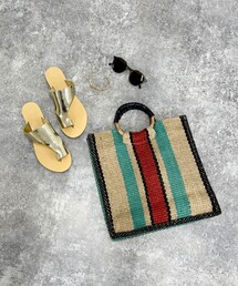 fredy emue | 【TARANGO/タランゴ】ジュートストライプ丸手トートバッグ(かごバッグ)