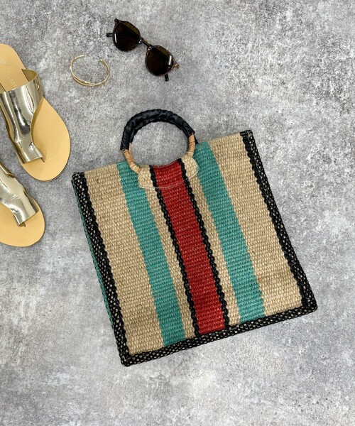fredy emue（フレディエミュ）の「【TARANGO/タランゴ】ジュートストライプ丸手トートバッグ（かごバッグ・レディース・ベージュ系その他3/ブラック系その他2・FREE）」の3枚目の写真