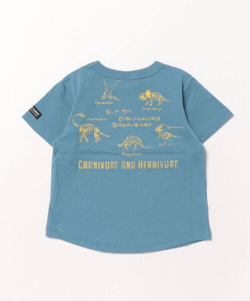 ALPHA LABEL(アルファーレーベル)の「ダイナソーロゴラウンドTシャツ(Tシャツ/カットソー・キッズ・ブルー/カーキ/ブラック/ホワイト・90/100/110/120/130/140)」の5枚目の写真
