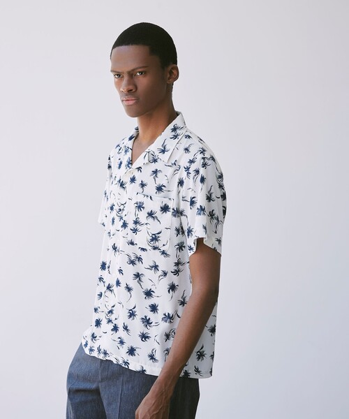 MACKINTOSH LONDON（マッキントッシュ ロンドン）の「【LEON掲載】プラムツリープリント半袖オープンカラーシャツ（シャツ/ブラウス・メンズ・ブルー/オフホワイト・M/XL/L）」の4枚目の写真