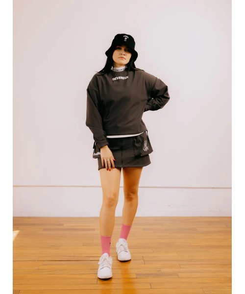 DEVEREUX GOLF(デヴァローゴルフ)の「WOMENS 三層フリースオフショルダープルオーバー(その他トップス・レディース・チャコールグレー/カーキ・MEDIUM/SMALL)」の14枚目の写真