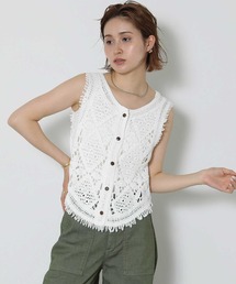 FR刺繍柄編みニットベスト（4-0021-5-22-007）｜fredy emue
