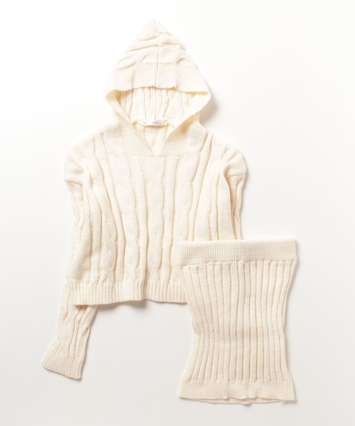 ROOPTOKYO（ループトウキョウ）の「ショート丈ケーブルニット＋ミニスカート 冬服（ニット/セーター・レディース・ホワイト/ブラック/グレー・FREE）」の4枚目の写真