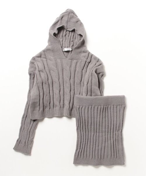 ROOPTOKYO（ループトウキョウ）の「ショート丈ケーブルニット＋ミニスカート 冬服（ニット/セーター・レディース・ホワイト/ブラック/グレー・FREE）」の8枚目の写真