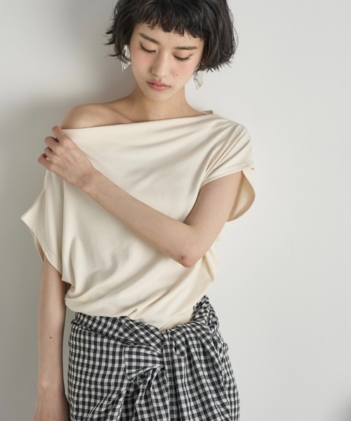 tシャツ ワンショルギャザーTシャツ レディース styling/ tシャツ ワンショルダーギャザートップス レディース